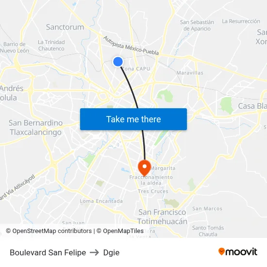 Boulevard San Felipe to Dgie map