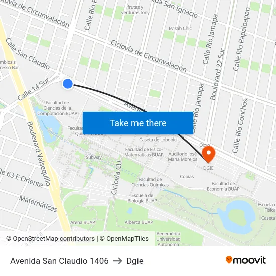 Avenida San Claudio 1406 to Dgie map