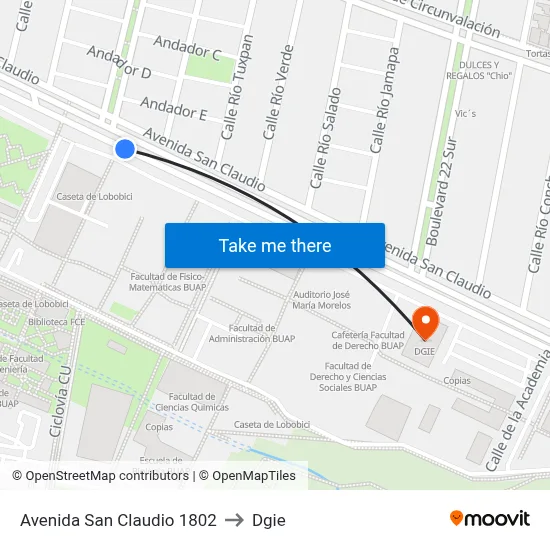Avenida San Claudio 1802 to Dgie map