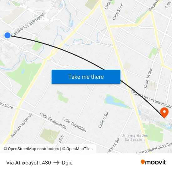 Vía Atlixcáyotl, 430 to Dgie map