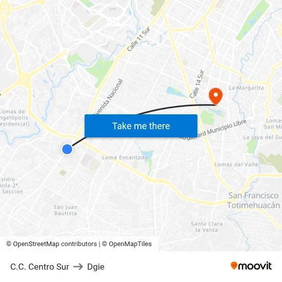 C.C. Centro Sur to Dgie map