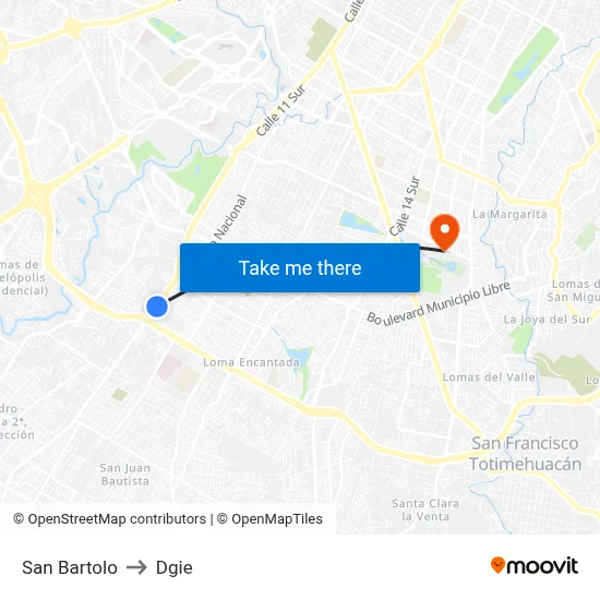 San Bartolo to Dgie map
