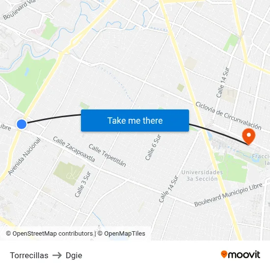 Torrecillas to Dgie map