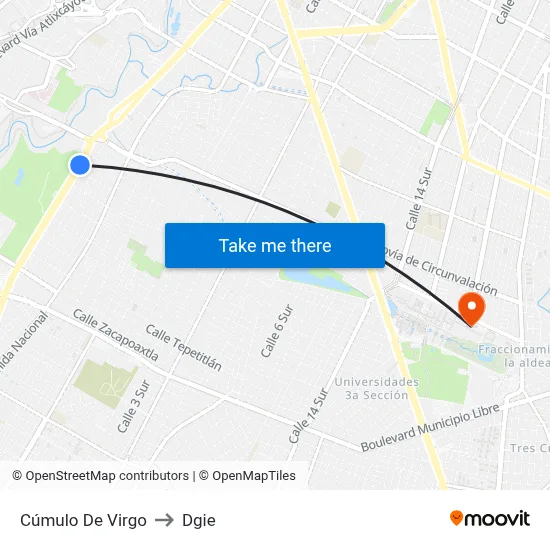 Cúmulo De Virgo to Dgie map