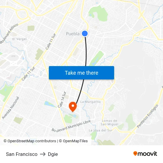 San Francisco to Dgie map