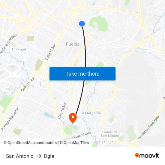 San Antonio to Dgie map