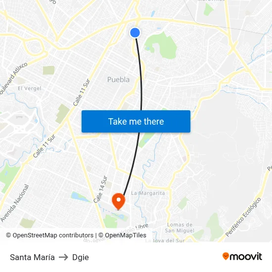 Santa María to Dgie map