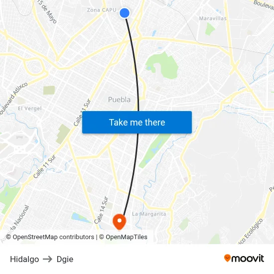 Hidalgo to Dgie map
