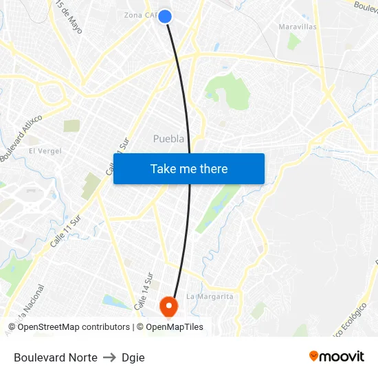 Boulevard Norte to Dgie map