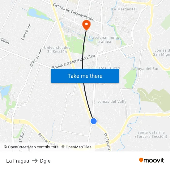 La Fragua to Dgie map
