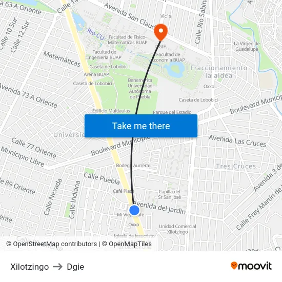 Xilotzingo to Dgie map