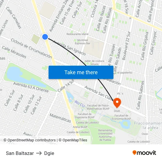 San Baltazar to Dgie map