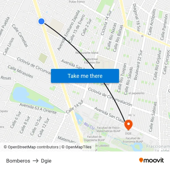 Bomberos to Dgie map