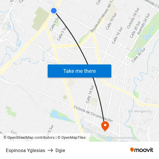 Espinosa Yglesias to Dgie map