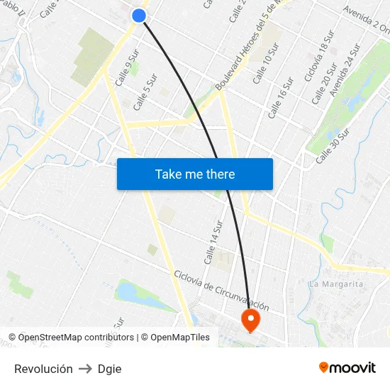 Revolución to Dgie map