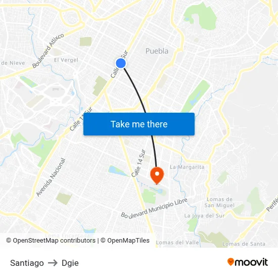 Santiago to Dgie map