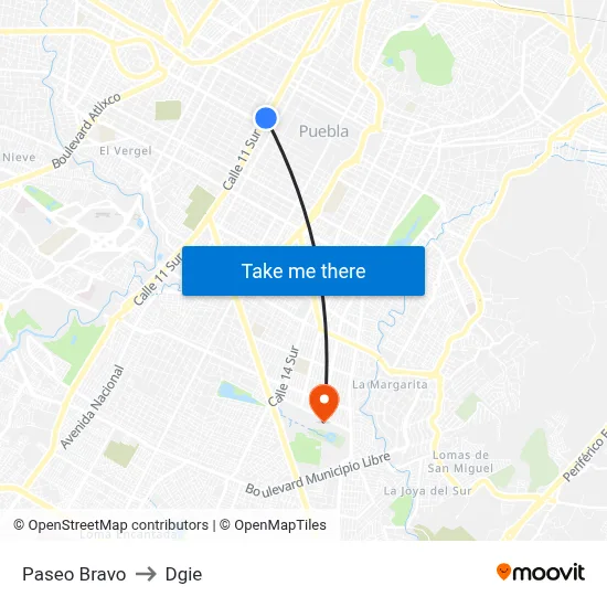 Paseo Bravo to Dgie map