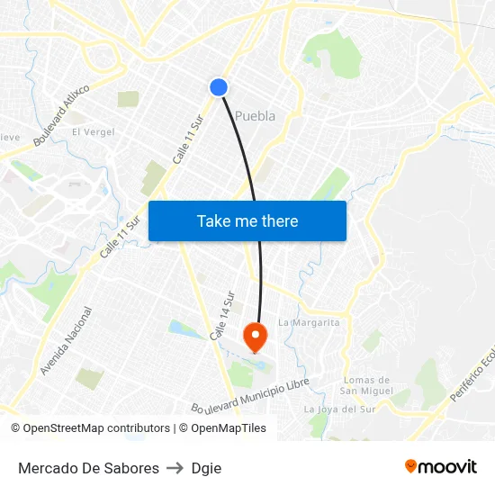 Mercado De Sabores to Dgie map