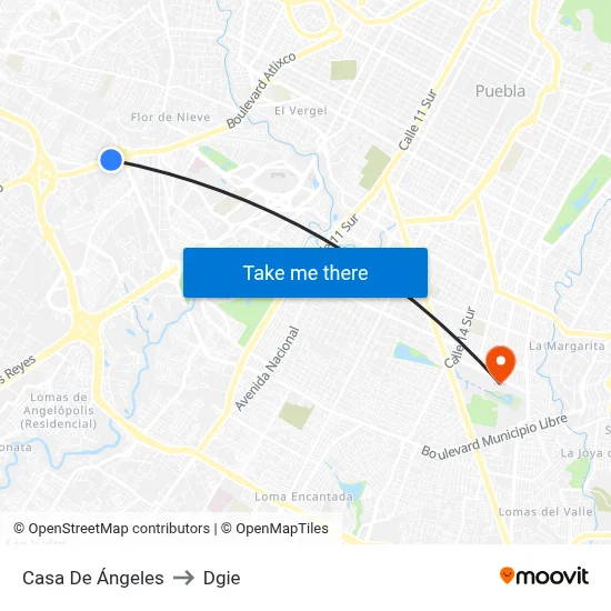 Casa De Ángeles to Dgie map