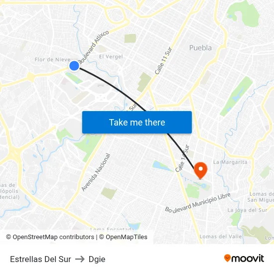 Estrellas Del Sur to Dgie map