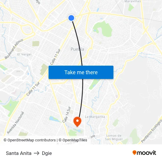 Santa Anita to Dgie map
