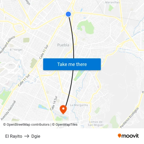 El Rayito to Dgie map