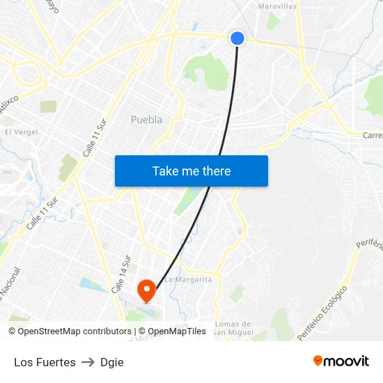 Los Fuertes to Dgie map
