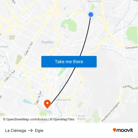 La Ciénega to Dgie map