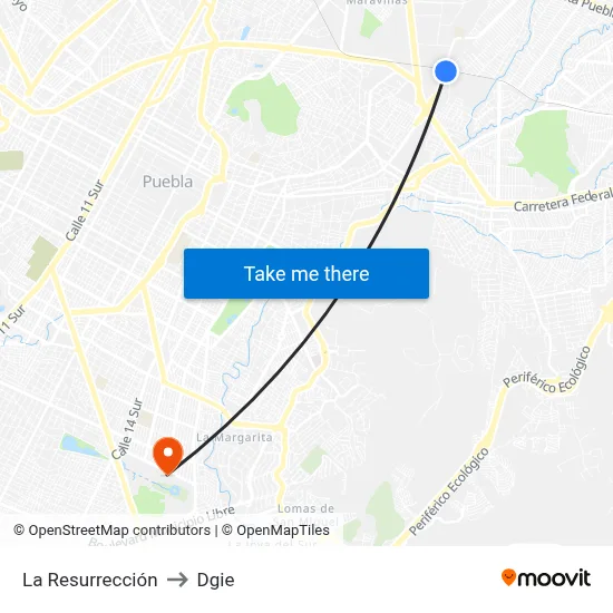 La Resurrección to Dgie map