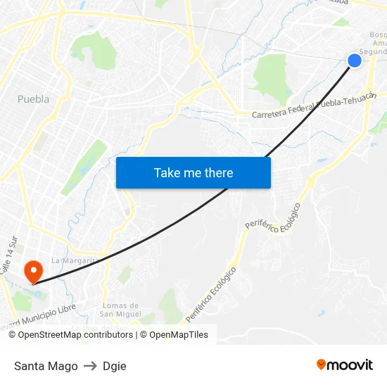 Santa Mago to Dgie map