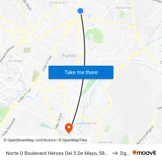 Norte O Boulevard Héroes Del 5 De Mayo, 5818 to Dgie map