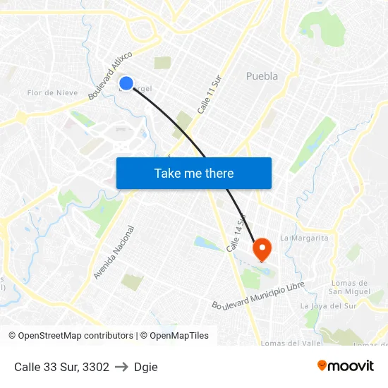 Calle 33 Sur, 3302 to Dgie map