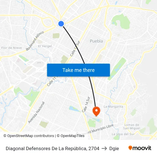 Diagonal Defensores De La República, 2704 to Dgie map