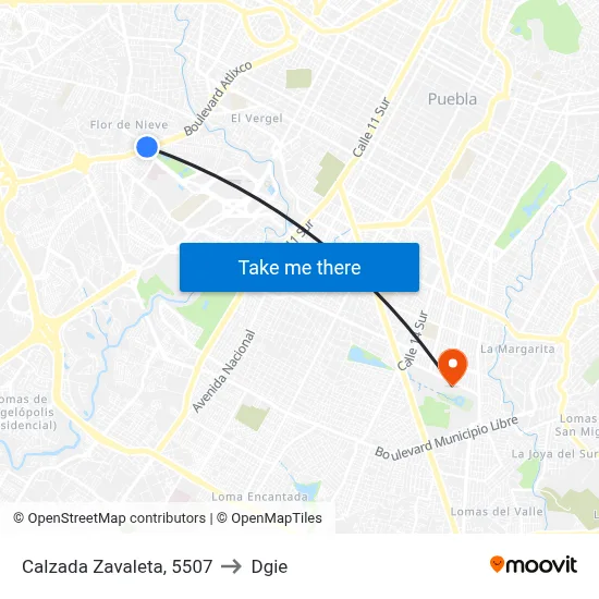 Calzada Zavaleta, 5507 to Dgie map