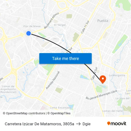 Carretera Izúcar De Matamoros, 3805a to Dgie map