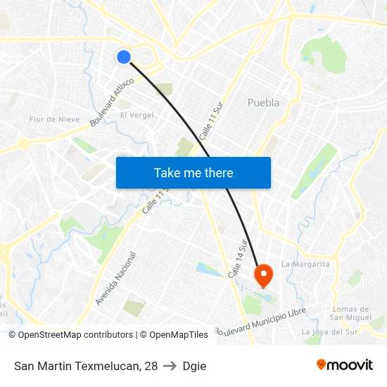 San Martin Texmelucan, 28 to Dgie map