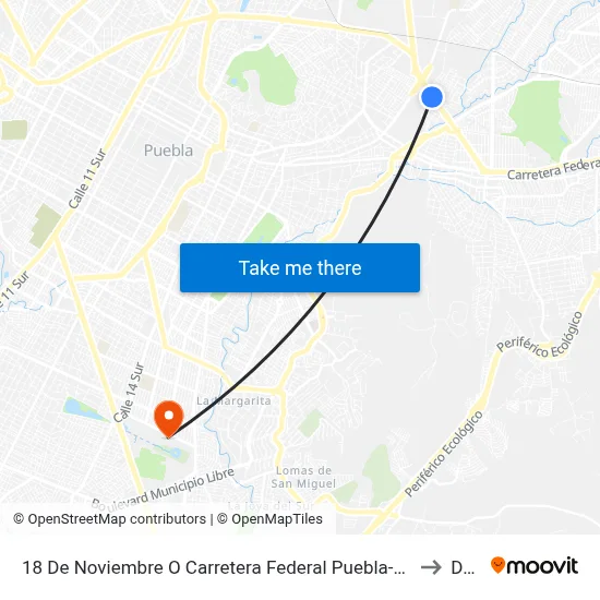 18 De Noviembre O Carretera Federal Puebla-Amozoc, 3 to Dgie map