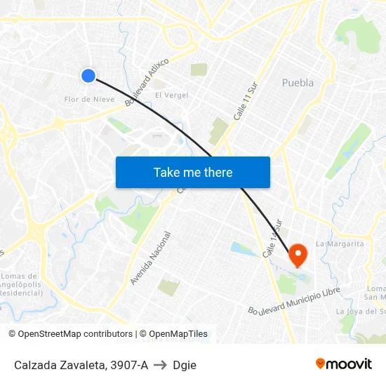 Calzada Zavaleta, 3907-A to Dgie map