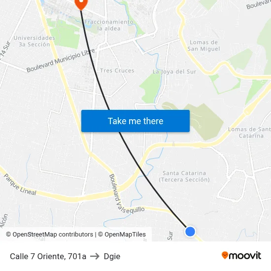 Calle 7 Oriente, 701a to Dgie map