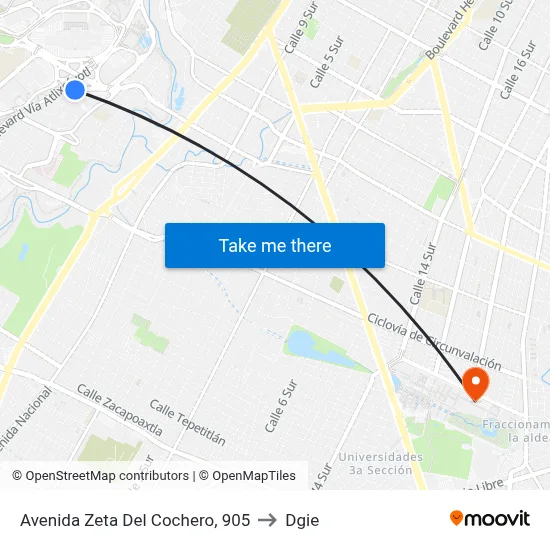 Avenida Zeta Del Cochero, 905 to Dgie map