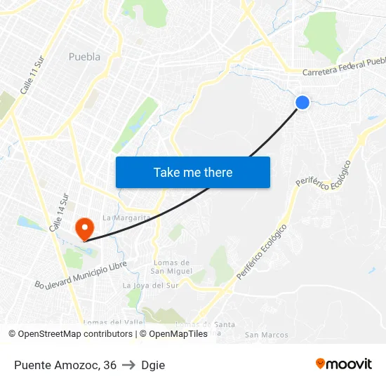 Puente Amozoc, 36 to Dgie map