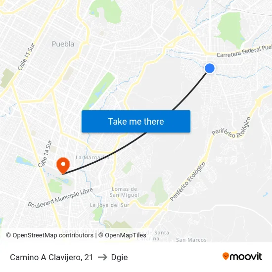 Camino A Clavijero, 21 to Dgie map