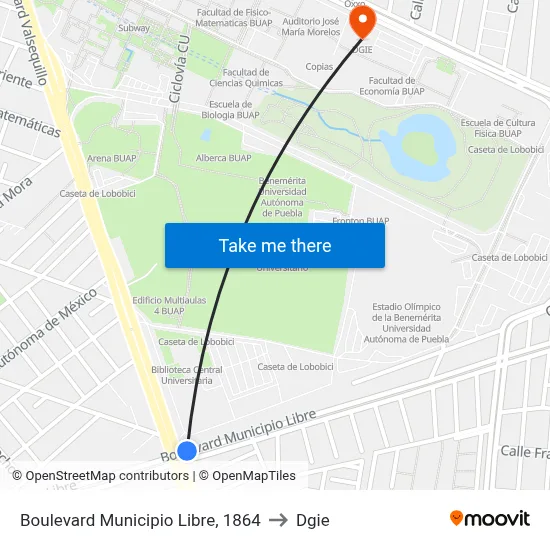 Boulevard Municipio Libre, 1864 to Dgie map