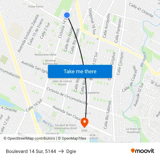 Boulevard 14 Sur, 5144 to Dgie map