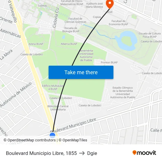 Boulevard Municipio Libre, 1855 to Dgie map