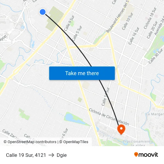 Calle 19 Sur, 4121 to Dgie map