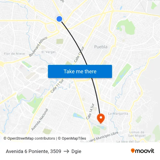 Avenida 6 Poniente, 3509 to Dgie map