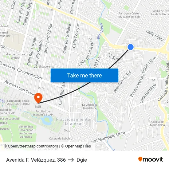 Avenida F. Velázquez, 386 to Dgie map