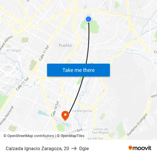 Calzada Ignacio Zaragoza, 20 to Dgie map