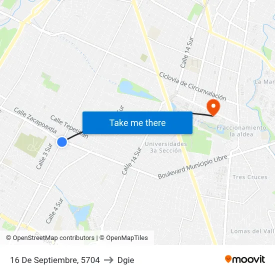 16 De Septiembre, 5704 to Dgie map